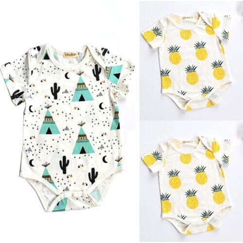 Cute Newborn Baby Boys Girls Cotton Bodysuit Jumpsuit Outfits Clothes Baby Bodysuit Boys And Girls Can Wear O-neck Cotton