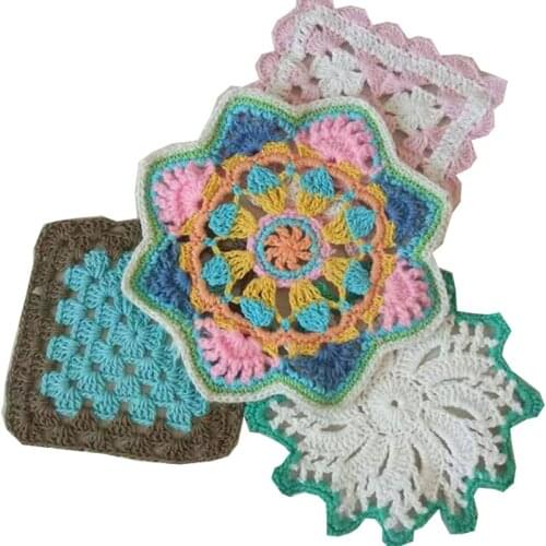 Round/square cotton placemat cup coaster mug kitchen wedding table place mat cloth lace Crochet tea doily Handmade Christmas pad