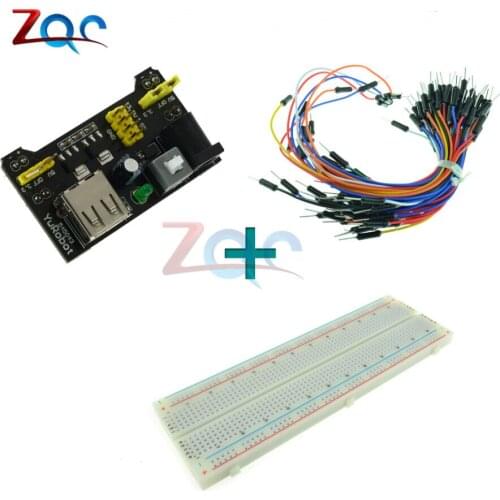MB102 Breadboard power module+MB-102 830 points Solderless Prototype Bread board kit +65 Flexible jumper wires