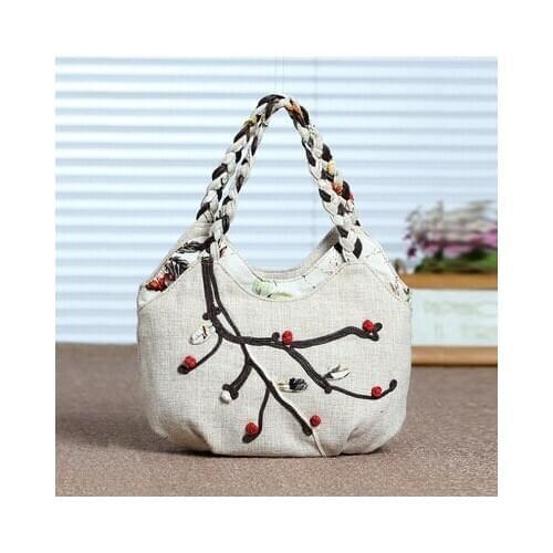 Nice Bohemian string appliques small traveller Day Clutches!Hot vintage prints women casual totes Top Versatile canvas Carrier