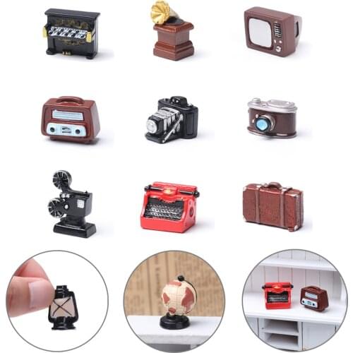 1:12 Retro Dollhouse Ornaments Toys Miniature Furniture Toy Home Decor Mini Pianos Telephone TV Model Doll House Figurine