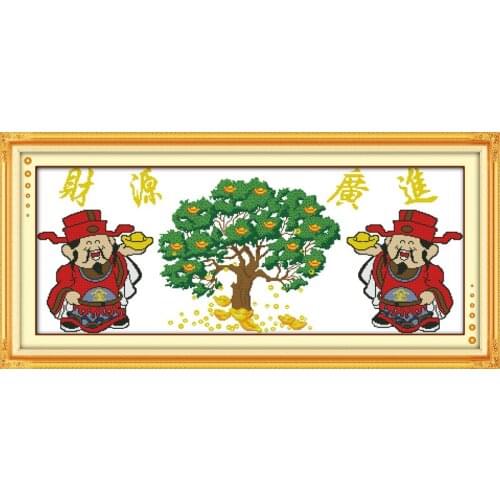 Treasure pouring in (2)(money tree) cross stitch kit print canvas stitching embroidery DIY handmade needlework