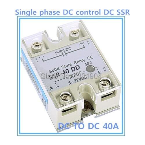 Free shipping 5pcs/lot Single phase solid state relay DC control DC SSR-40DD 40A SSR relay input 5-60V DC output 3-32V DC