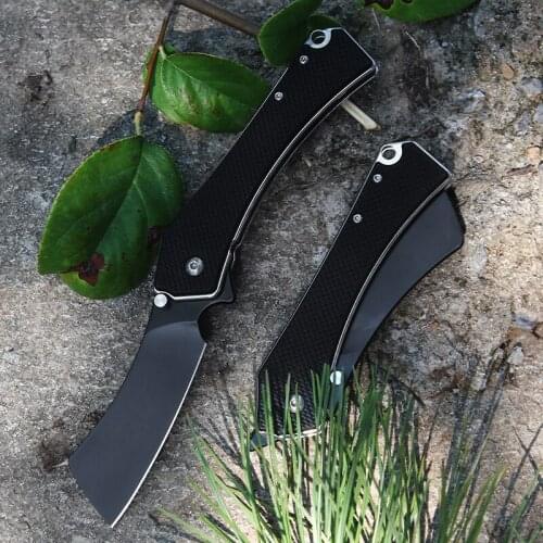 Sharp Razor With Black Titanium Blade, 5CR15MOV Pocket Folding Knife With G10 Handle.Collection Gift Fruit Little Knife EDC Tool