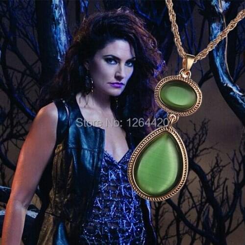 Euro-Americaqn Movie Witches Of East End Green/Red Stone Double Drop Necklace For Women Charms 20pcs/lot
