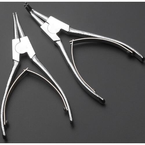 Precision Circlip Pliers, Straight / Angle Tip Lock Ring Pliers 6 Inch, 1.2mm Bore Diameter, Lock Ring Plier for Door Handle