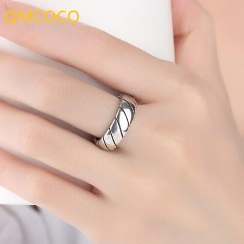 QMCOCO Minimalist 925 Sterling Silver Rings For Women Personality Creative Design Woman Party Jewelry Accessories Gifts
