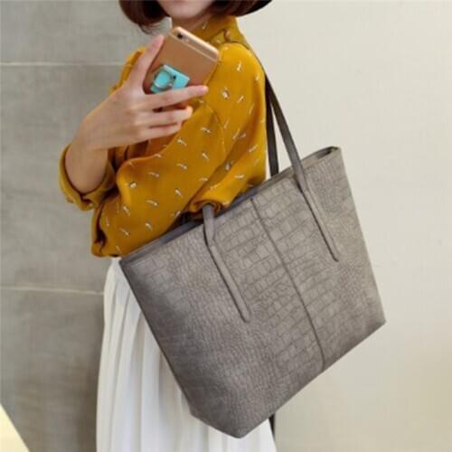 Women Shoulder Bags Ladies Leather Large Capacity Bags Casual Women Zipper Handbags Totes Black Red Light Grey