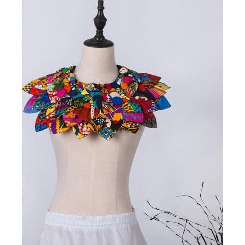 Ankara Button Bib Button Earrings Statement neckpiece Tribal Necklace Handmade Flower Shape African Jewelry 135SP