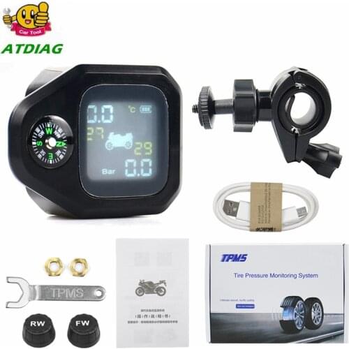 Tire Pressure Monitoring System Solar Motorcycle TPMS with Compass Tire Pressure Monitoring System Motorcycle Tyre Alarm
