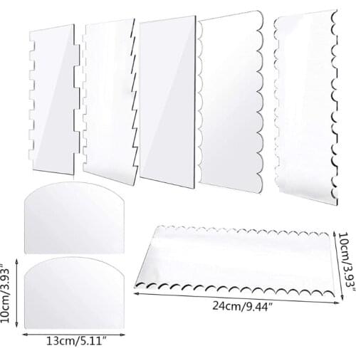 94PF 8 Pcs Transparent Cake Scraper Edge Side Edge Smoother Pastry Mold Making Scraper Rectangular Acrylic Cake Baking Tools