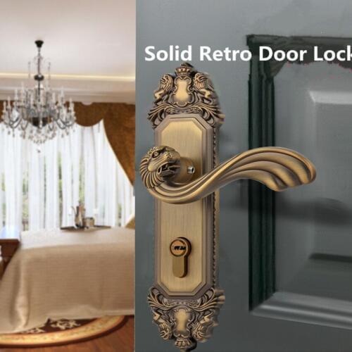 Modern fashion Mute indoor handle locks brushed golden bedroom book room solid wooden door locks with key Bronze handle lock