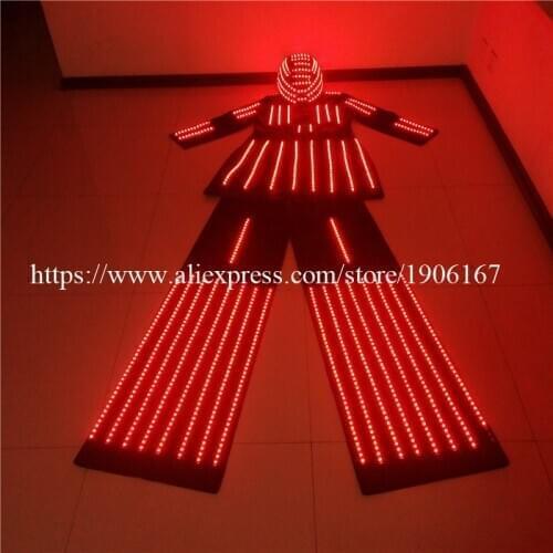 Led Luminous Stilts Women Robot Costume With LED Helmet Growing Led Light Robot Suit Stilt Clothes For Event Party Supplies