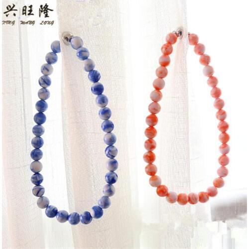 XWL 2Pcs Pearl Bead Magnetic Curtain Tieback Hanging Bind Ropes Belt Tie Back Curtain Accessory Curtain Holder Clasp Home Decor