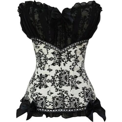 Womans Gothic Corset Steampunk Lace Adjustable Zip Drawstring Breast Abdomen Sexy Corset