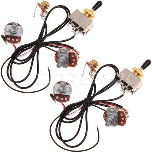 Kmise Electric Guitar Wiring Harness Golden 500K Toggle Black-Great with 2 Pickup Humbuckers Pack of 2