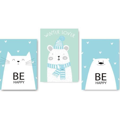 Animal Cartoon Beer Cat Poster Canvas Prints Minimalist Wall Art Painting Decorative Picture for Baby Living Room Decoration