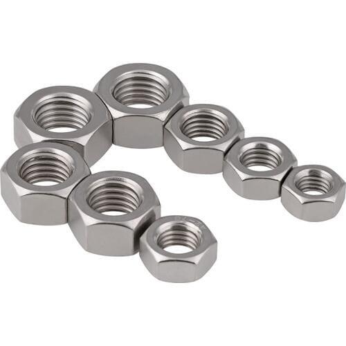 100/ 20pcs 304 stainless steel M1.6 M2 M2.5 M3 M4 M5 M6 M8 M10 Hex Nut A2-70 Hexagon Nuts
