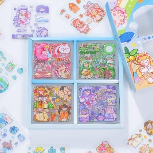 100 pcs/box PVC Decorative Stickers Cute Cartoon summer girl Scrapbooking diy Label Diary Stationery Album Journal Planner Stick