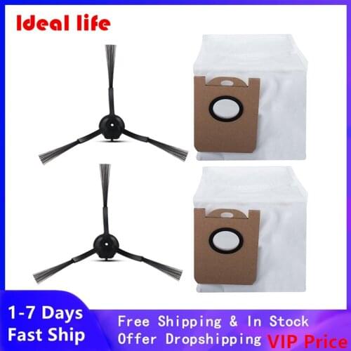 2* Dust Bags + 2* Side Brush For Proscenic M7 Pro For Uoni V980MAX For HONITURE Q6 For Kyvol Cybovac S31 Vacuum Cleaner Brushes