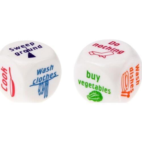 2 Pieces 20mm Dice Game Toy Cute Familiy Housework Dice Division of Housework Dice For Funny Couples Families Board Game Dice