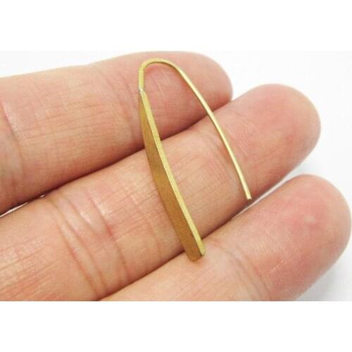 Brass ear hooks 31mm Long drop Raw brass earrings wires -2pcs R854