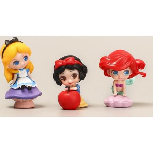 3pcs/Set Disney Princesses PVC Model Snow White Cinderella Ariel Belle Western Animiation Figurines Kids Toys Cake Decoration