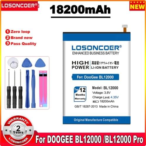 LOSONCOER 17600mAh BL12000Pro Battery For DOOGEE BL12000 BL12000 Pro MTK6763T Mobile Phone Battery