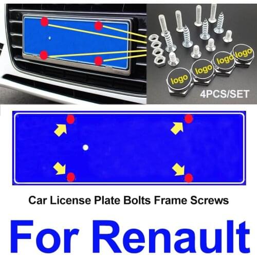 1set For Megane/Clio/Laguna/Twingo/Espace Car Styling Auto Front Trunk License Plate Frames Screw Cap Covers Decoration