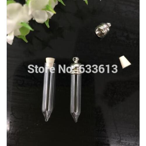 Free ship! 50pcss/lot bullet glass vial pendant , glass pendant , glass bottle, perfume oil wish pendant vials glass pendants