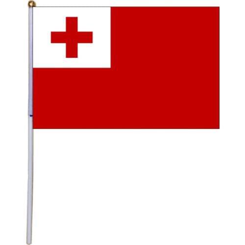 Free shipping xvggdg 100pcs 14 * 21cm Tonga hand flag Promotion Wholesale Small Tonga Hand Waving National Flag