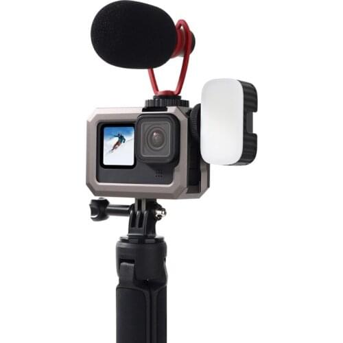 R58A Housing Frame Case Compatible for Hero9 Aluminum Alloy Skeleton Cage Shell Protective Case with Cold Shoe Mount