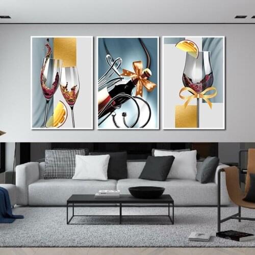 Kitchen Decoration Poster Red Wine Wine Glass Canvas Painting Romantic Gift Hd Print Photo for Modern Home Hotel Wall Art