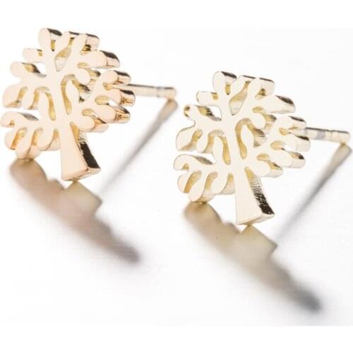 Cheap Gold Plated Earrings Women Hollow Tree of Life Pattern Earrings Jewelry Fashion Pendant Party Christmas Gift