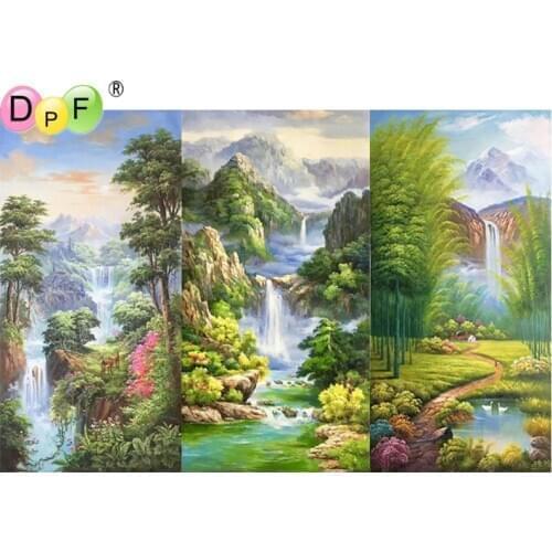 DPF 5D full Round Diamond painting Mountain Scenery diamond Mosaic Cross Stitch Diamond Embroidery Needlework home decor crafts