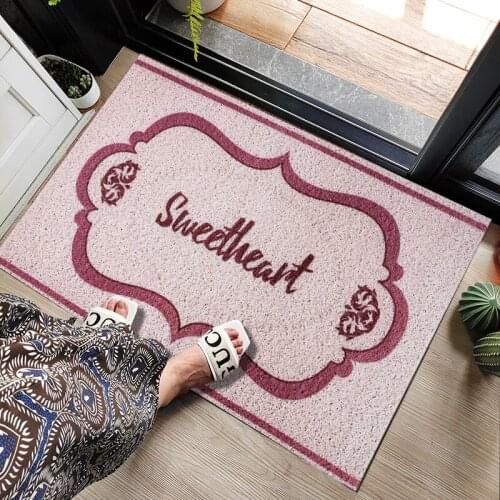 Door Mat Durable Welcome Mat Low Profile Floor Mat Front Doormat Indoor Outdoor Doormat Non Slip Rugs for Entryway Patio Pink