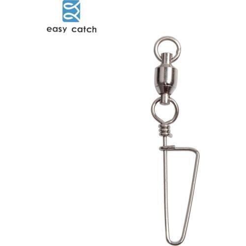 Easy Catch 20pcs White Brass Ball Bearing Fishing Swivel With stainless steel Coastlock Snap for Fishing Connector tackle
