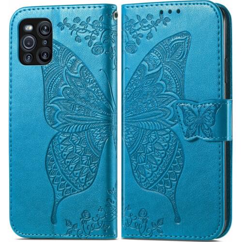For OPPO Find X3 Pro 5G Premium Emboss Flip ase 3D Butterfly Wallet Card Slot Book Cover Funda Find X3 Lite Case Find X 3 Neo