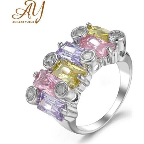 Anillos Yuzuk Natural Tourmaline Gemstone Fashion Multicolor Ring Real 925 Sterling Silver Fine Jewelry Wedding Rings For Women