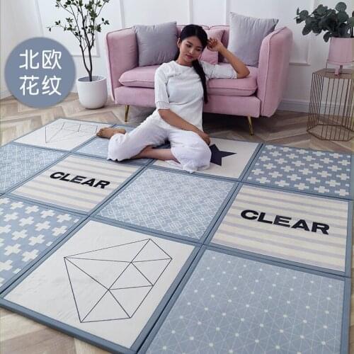 Nordic style Spliced 3D Printed Carpets Soft Flannel Memory Foam Play Area Rug Kids Room Crawl Mat Cartoon Thicken Tatami Carpet