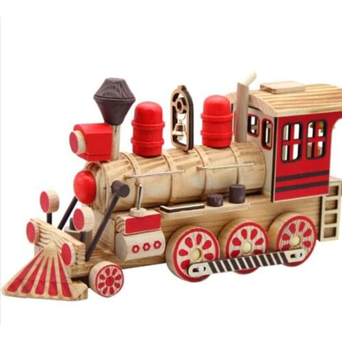 Pine Wood Colorful Locomotive Model for Home Decoration, Kids Educational Toys