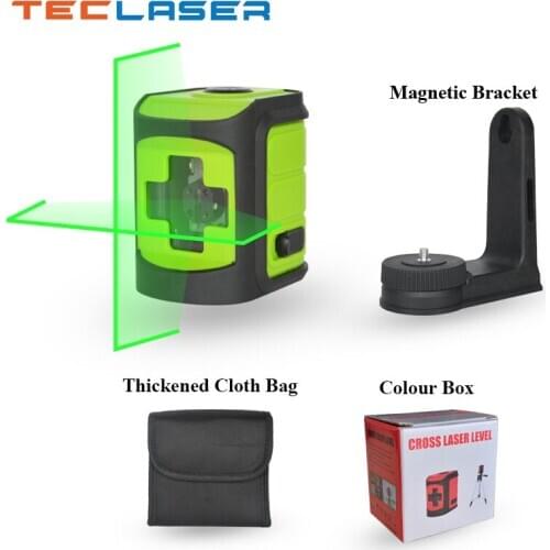 TECLASER 2 Lines Laser Level Green Beam Line For The Construction Tool Laser Line Measure With Right Angle bracket Level Meter