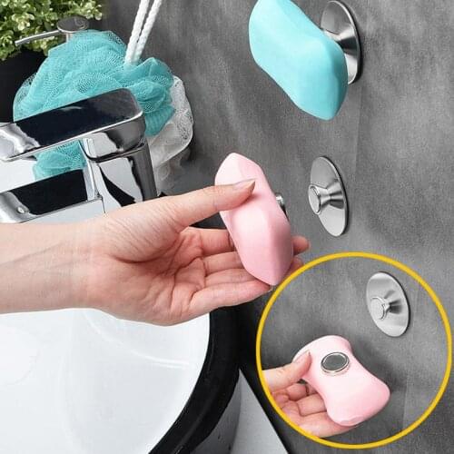 Magnetic Soap Holder Tool Free Rustproof Sponge Holder Dish Holder Soap Dish For Bathroom Lavatory Home 2Pcs