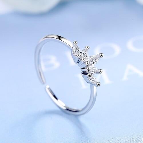 Fashion 925 Sterling Zircon Crown Finger Ring Jewelry For Women Girls Wedding Christmas jz565
