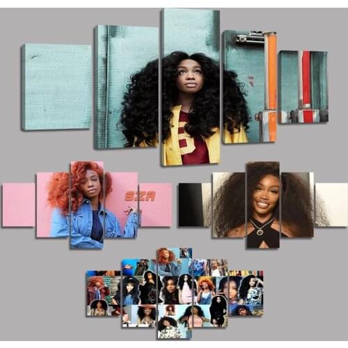 Modular Pictures HD Print 5 Pieces Long-haired Beauties Sza Poster Canvas Painting Wall Art Living Room Home Decoration No Frame