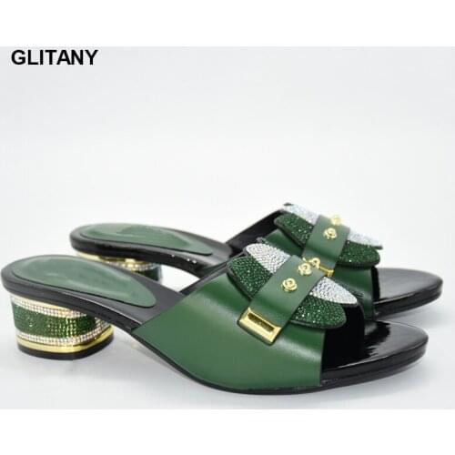 New Arrival Nigerian Women Party Pumps High Heels Fashion Woman Summer Autumn Skid-proof Square Toe Shoes Shoe with Rhinestones