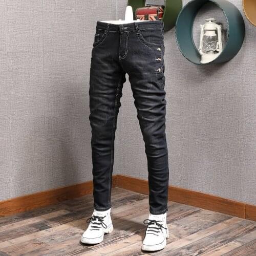 Newly Designer Fashion Men Jeans Korean Style Elastic Casual Cotton Denim Pencil Pants Streetwear Punk Slim Jeans Men Trousers