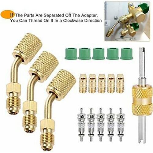 Newly Universal R410A Adapter Mini Split Adapter Fitting Kit With Valve Core Remover Gaskets Tools Accessories