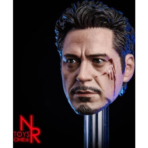 NRtoys NR07 1/6 Scale male hero head sculpt Tony headplay MK5 2.0 normal damage version for DIY Figures