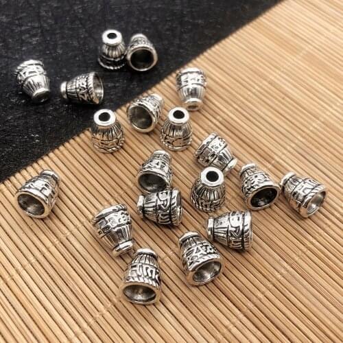 Charms for Jewelry Making, 10Pcs Bead End Caps Findings Geometric Shape Silver Color 8.5x8.5x10mm, DIY Bracelet Accessories